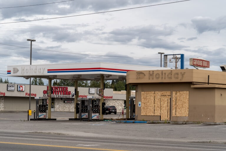 old gas station for demolition