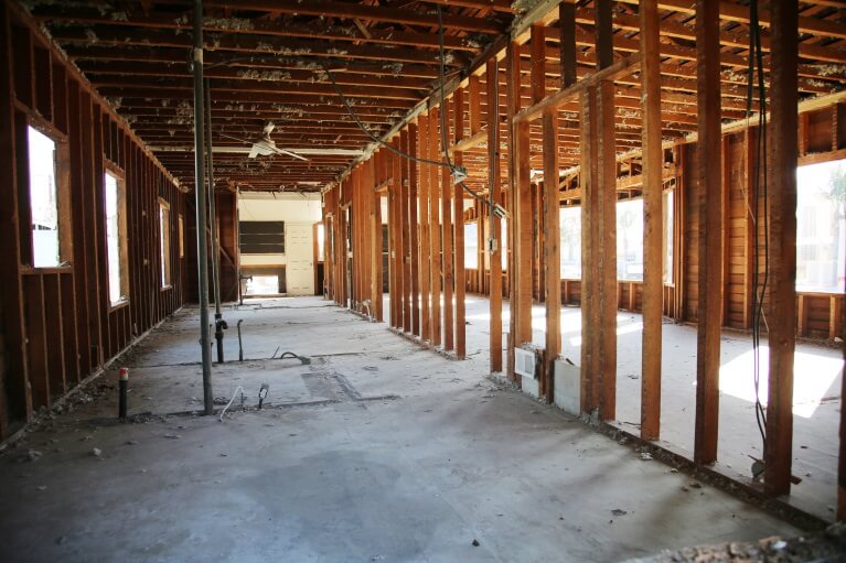 interior commercial framing demolition
